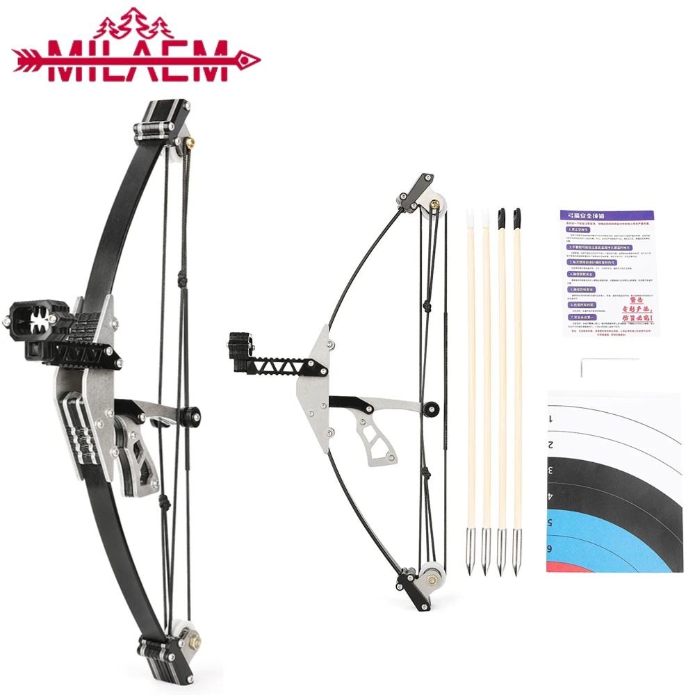 

1 Set Mini Compound Bow Stainless Steel Powerful Triangle Bow with Arrow Target Paper Outdoor Shooting Sports Toys Accessories