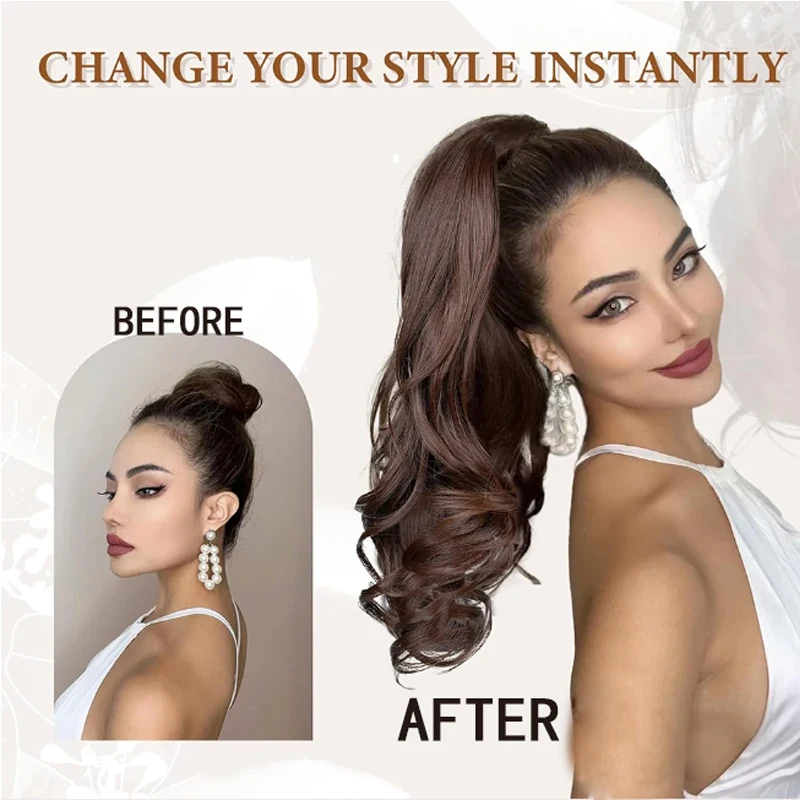 H&STAR 32Inch Synthetic Flexible Wrap Around PonyTail Length Ponytail Extensions Blonde Ponytail Hairpieces For Women