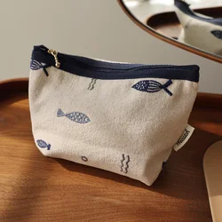 Embroidered Ethnic - Style Handmade Cosmetic Bag - Medium Travel Zipper Pouch (Khaki)