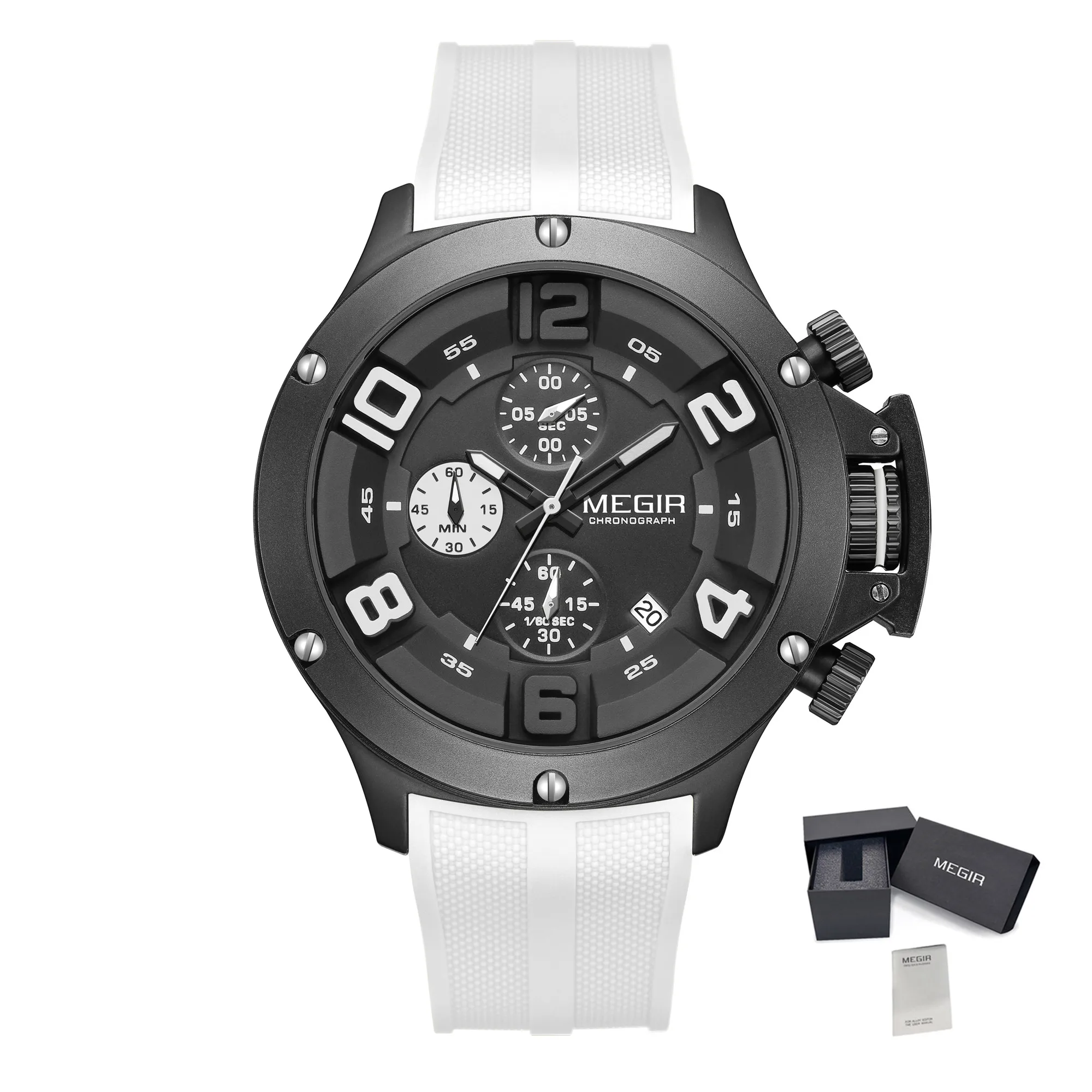 Sport Quarzuhr für Herren mit großem Zifferblatt, Moda-Chronograph, wasserdicht, leuchtend, Militär-Armbanduhr mit Datum_voghion.com