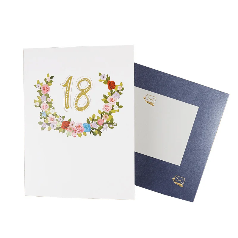 Pink Flower Pop Up Anniversary Card 1st 18 30 40 50 60 Number Figure 3D Greeting Cards for 30th 18th 1st Birthday Wedding