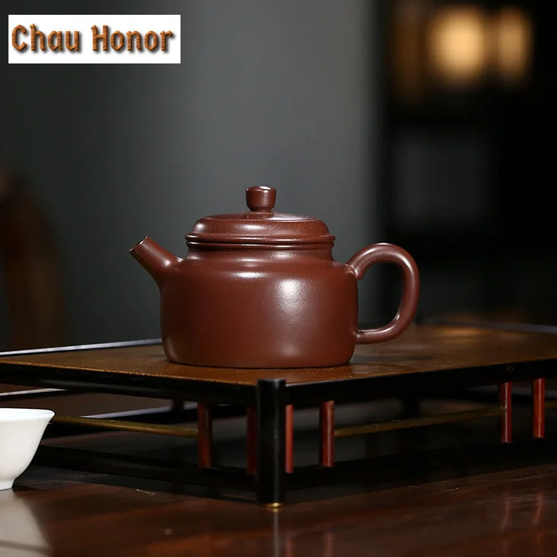220ml Luxury Yixing Purple Clay Teapots Handmade Dezhong Pot Raw Ore Purple Zhu Mud Kettle Chinese Zisha Tea Set Tea Ornaments