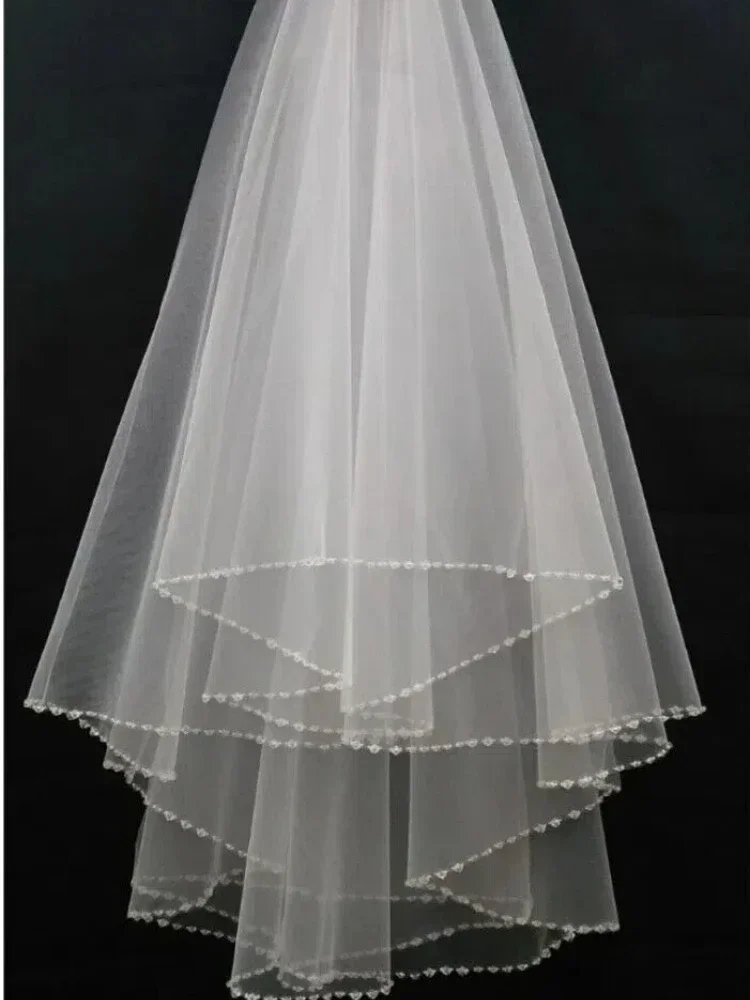Sparking Bridal Veil Rhinestones Crystals 2 Layers Brides Accessories for Wedding