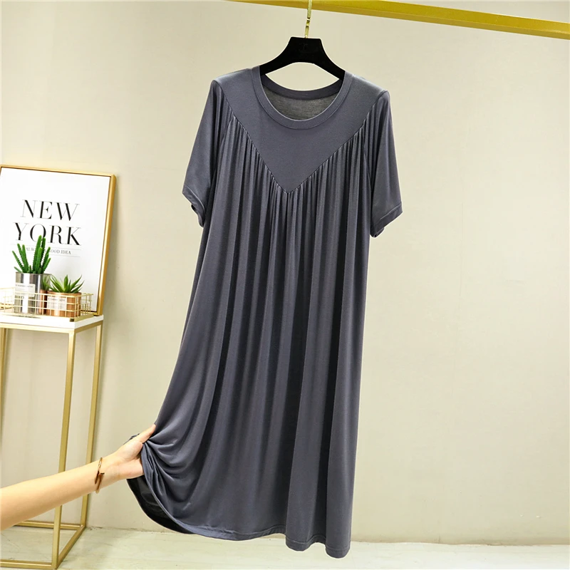 Women's Loose Modal Dress Thin Section Large Skirt Enlarged Nightdress Outer Pajamas A-line Skirt Pleated Summer Women Nightgowns Women Nightdresses Women Pajamas Sleeping Dress