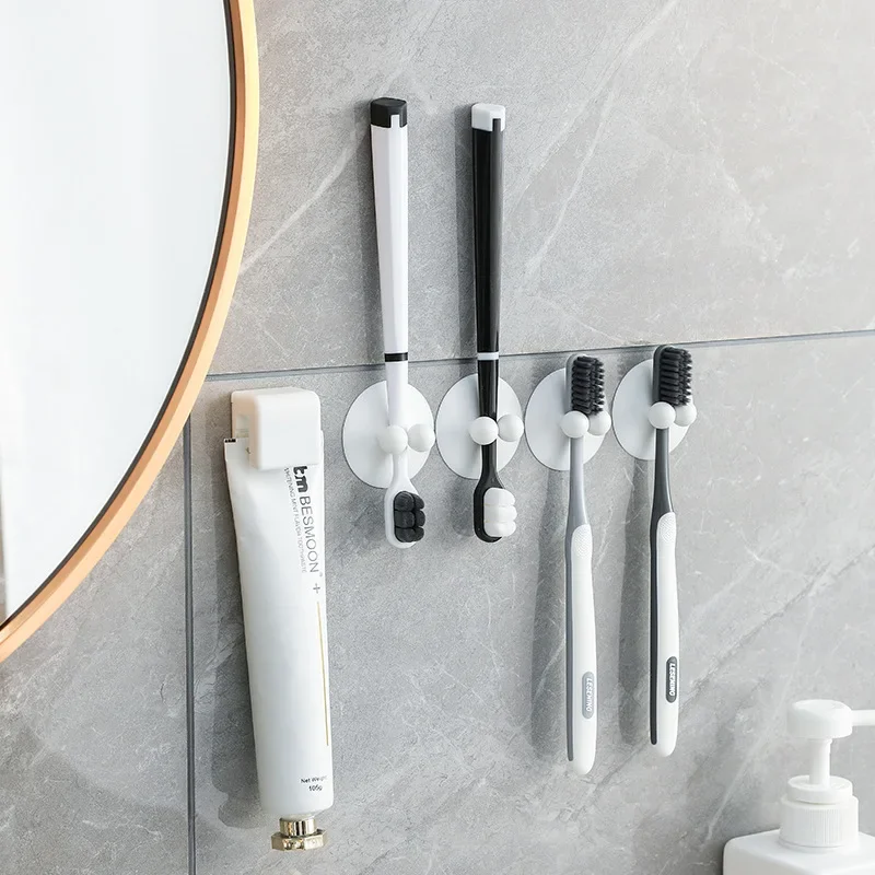 1pc Silicone Toothbrush Holder Hook Multi-Function Hook Waterproof Self Adhesive Wall-Mounted Storage