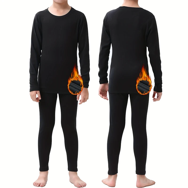 HOPLYNN Thermal Underwear Set for Children Ski Underwear Boys Girls Functional Double-Sided Fleece