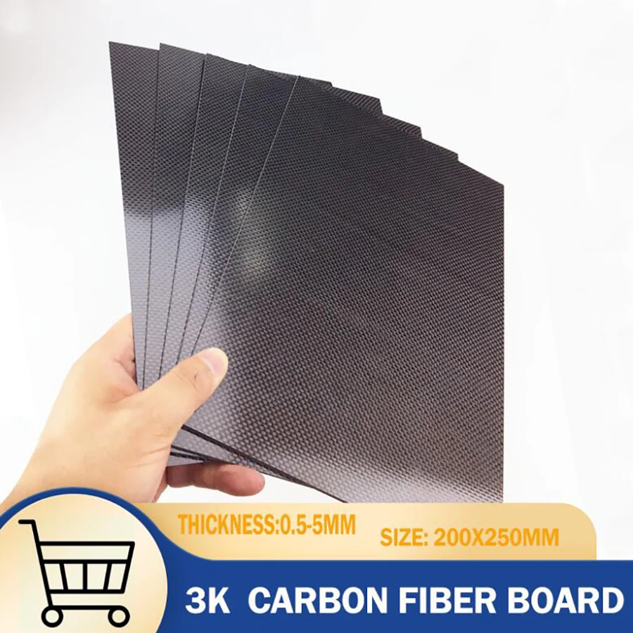 Carbon Fiber Plate 1mm Carbon Fiber Sheet 200*300mm/250*250mm 0.5-4MM 3K Matte Surface Twill Carbon Plate Panel Sheets High Composite Hardness Diy Part I.53025383 2mm Carbon Fiber Sheet
