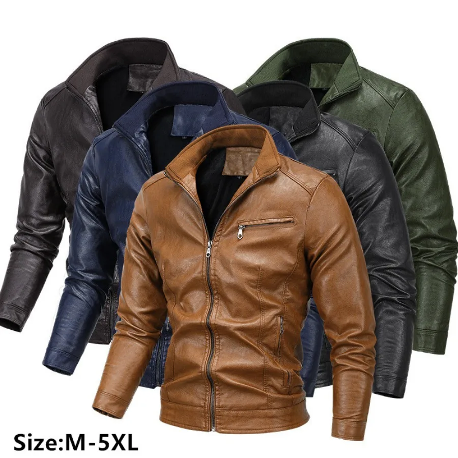 남성용 PU 가죽 재킷, 플러스 플리스 오토바이 가죽 코트, 트렌드 캐주얼 플러스 사이즈 아우터, 젊은 십대, 가을, 겨울, 신상 