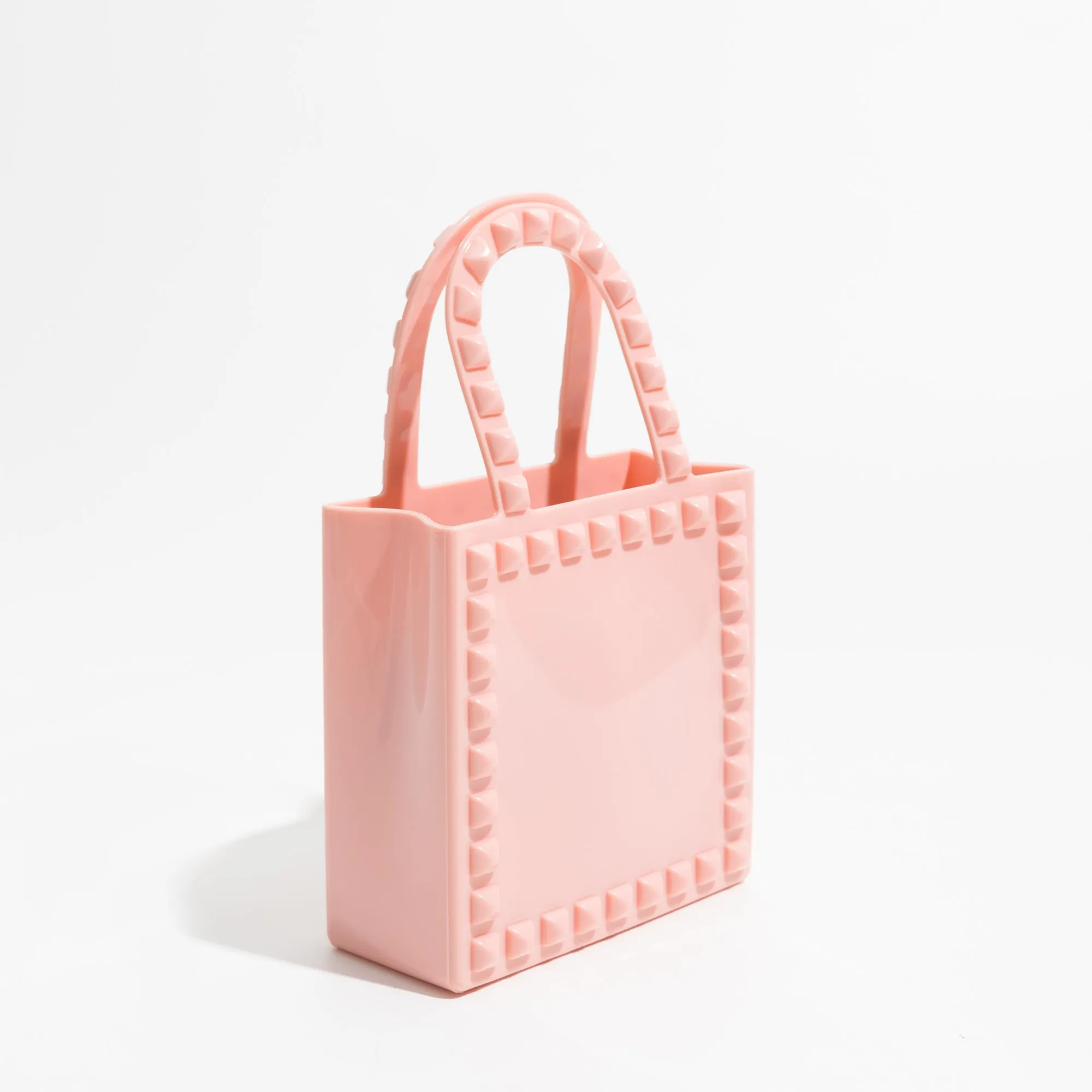 KOKOPEAS Designer Pink Jelly Beach Handbag for Women Candy Solid Square Tote Bag 2023 Summer PVC Shopping Purse