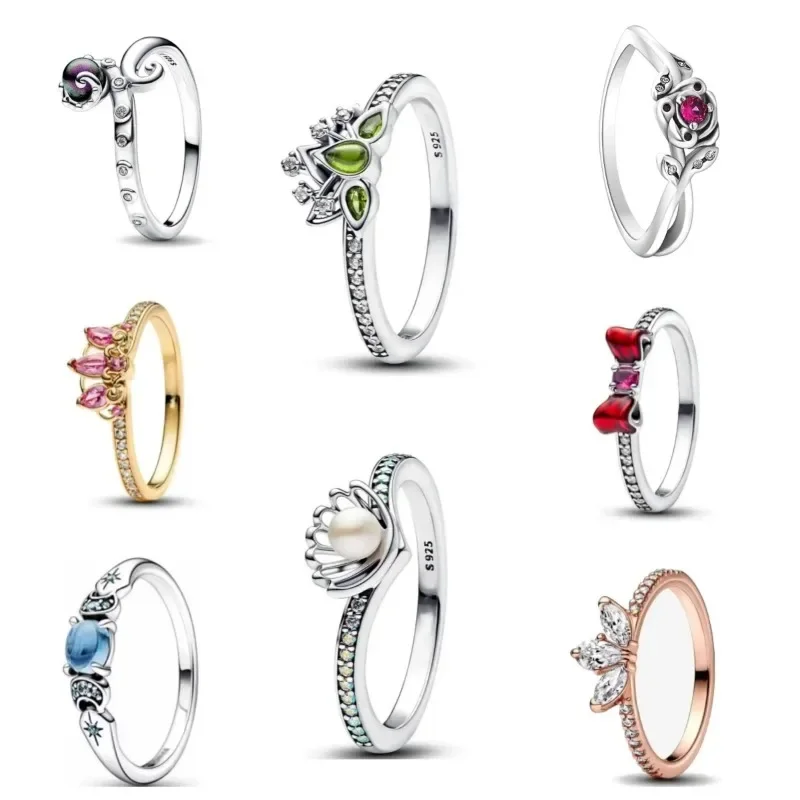 925 sterling silver princess ring size 6 7 8 9 women's wedding crystal accessory