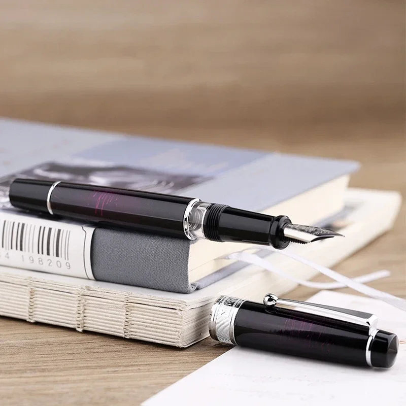 MAJOHN T5 Piston Metal Fountain Pen Fireworks  Iridium Nib EF/F/M 0.38/0.5/0.7mm Large-Capacity Writing Office Gifts Ink Pen