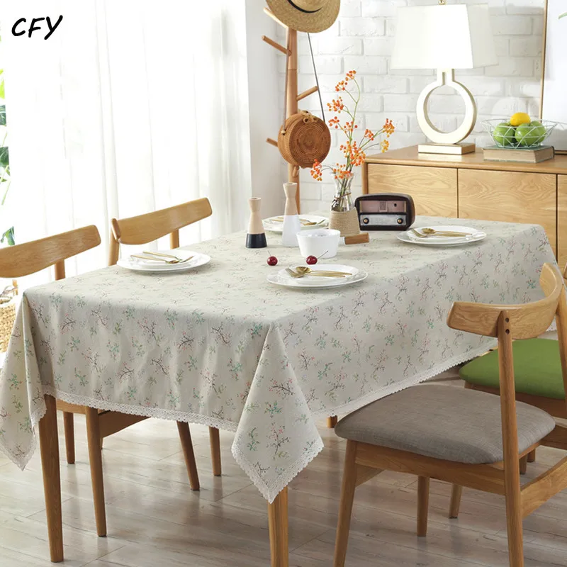 Small Floral Cotton Linen Pastoral Rectangular Table Cloth Kitchen Table Map Towel Dining Table Cloth Tablecloth Decoration