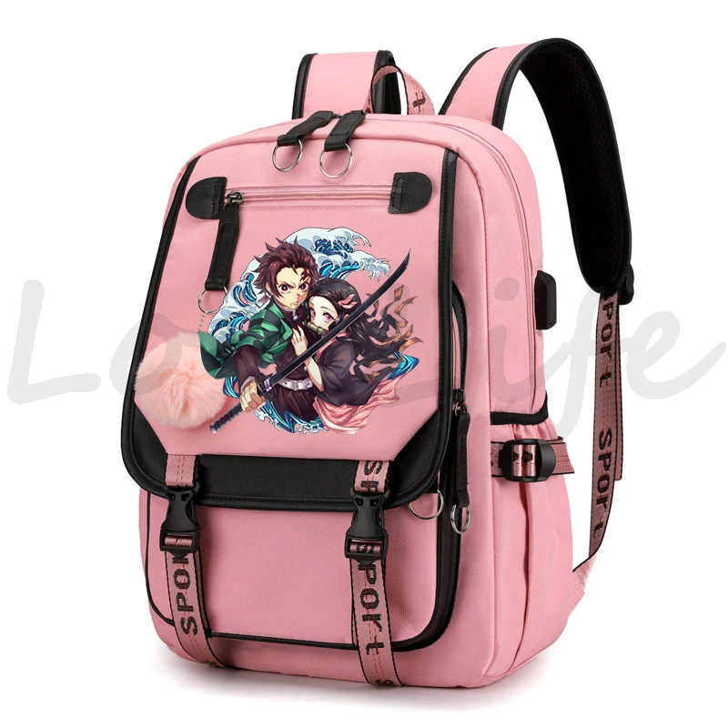 Anime Backpack Demon Slayer Nezuko School Bag for Women Fashion Backpacks Manga Tanjirou Schoolbag Teenager boys Girls Bookbag 5