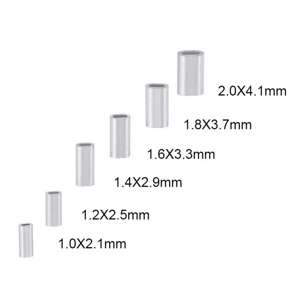 Aluminum Fishing Crimp Sleeves Double Oval Fishing Line Crimping Tube Wire Crimp Connector Accessories 1.0-2.0mm 100pcs/lot