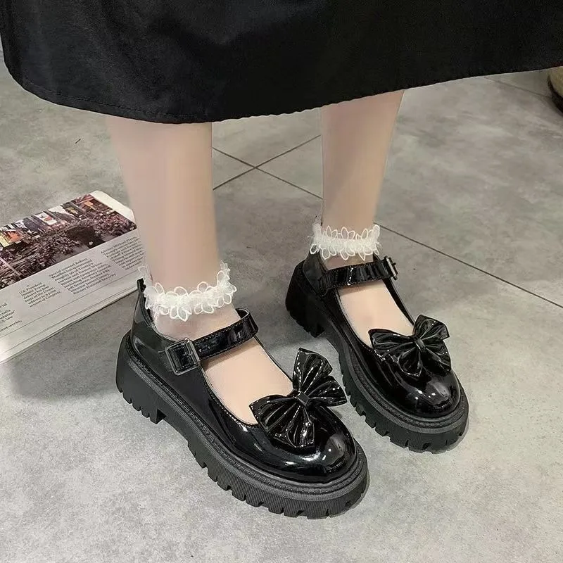 Shoes Mary Janes Women Heels Platform Lolita Mary Jane Shoes White Women\'s Shoes School Student College Sweet Low Heel Women 46