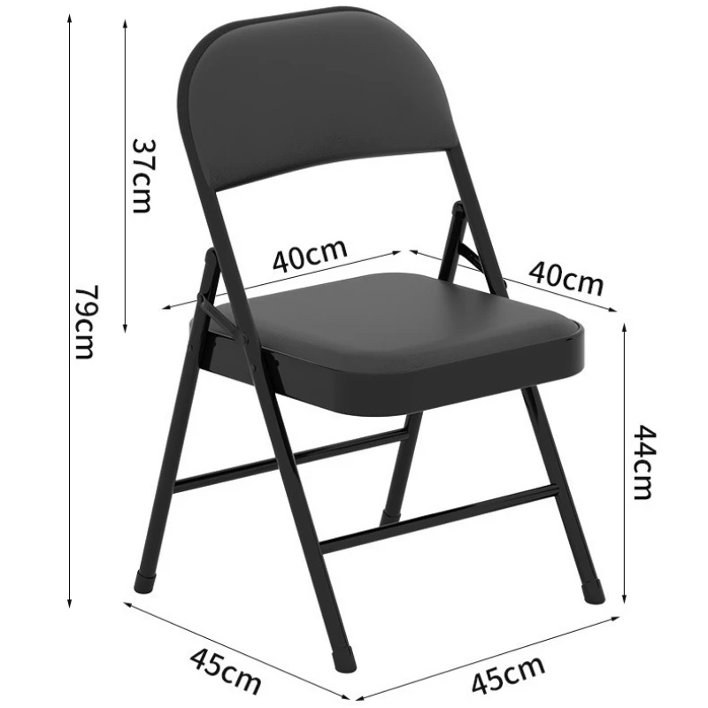 1PC Modern Leather conference chair folding dormitory stool stainless steel frame home computer chair portable solid color seat