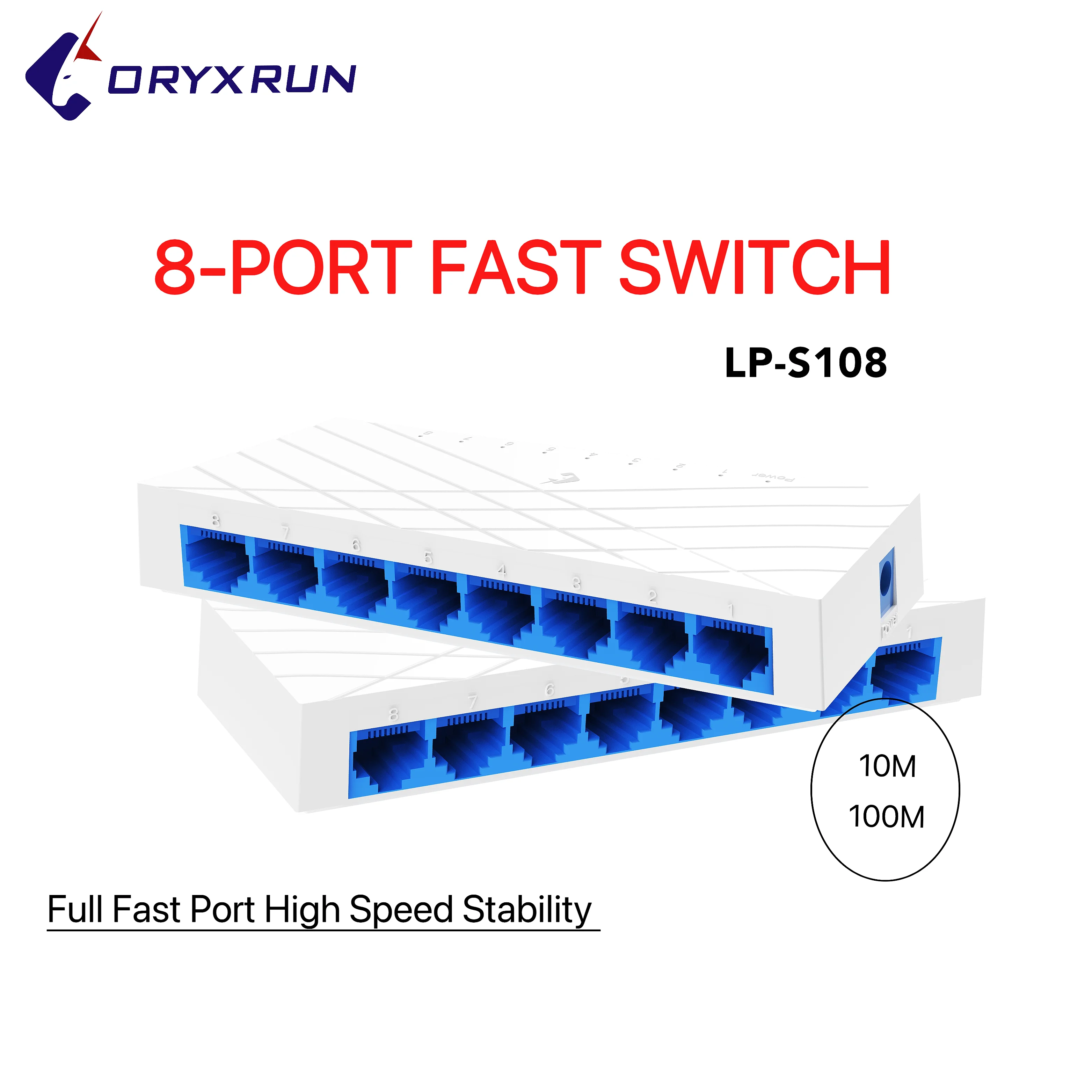 8-Port Ethernet PoE Switch with EU Plug