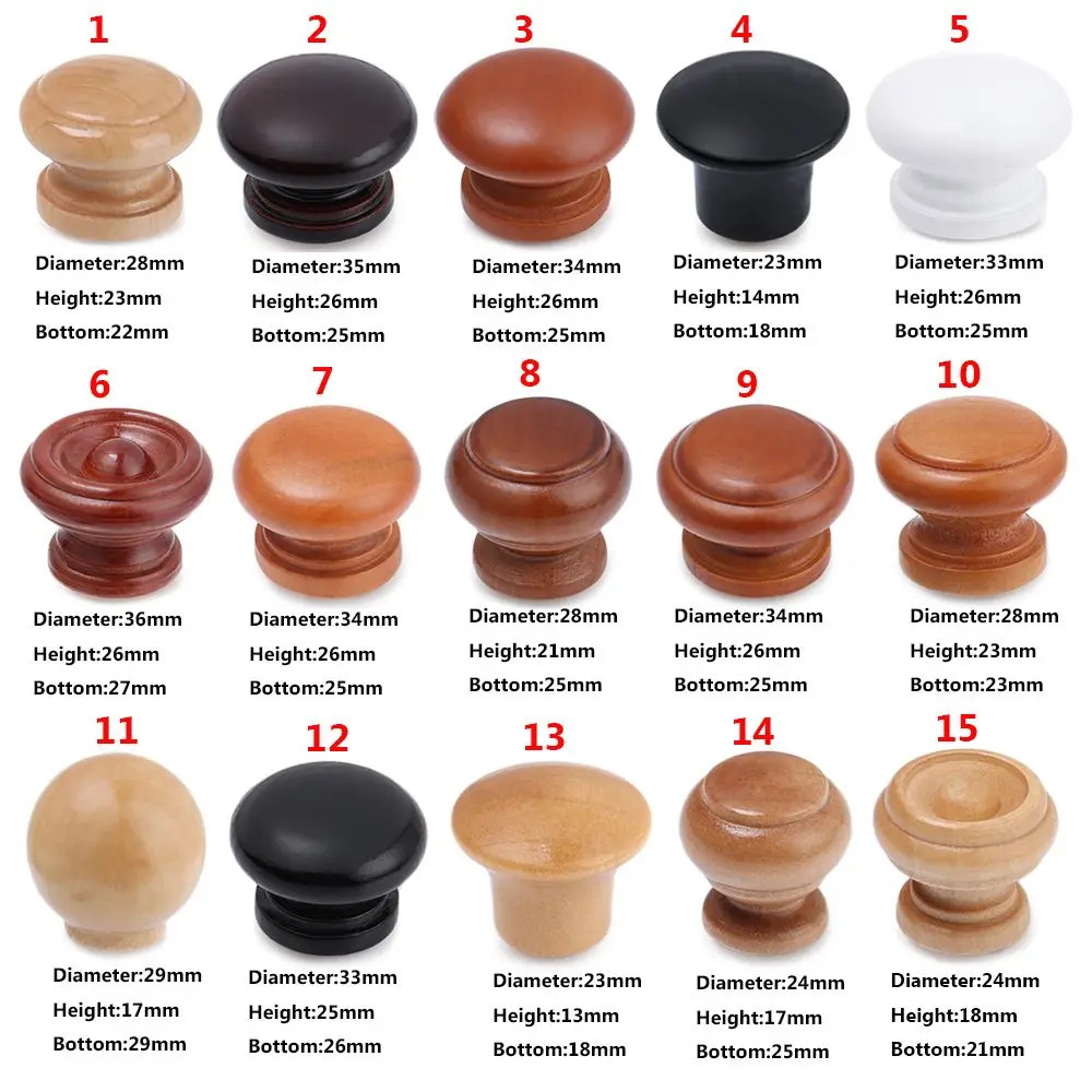 Wooden Retro Cabinet Dresser Drawer Knobs cabinet drawer knobs Single Hole Cupboard Handle with Screw Wardrobe Pulls Handle Furniture Hardware