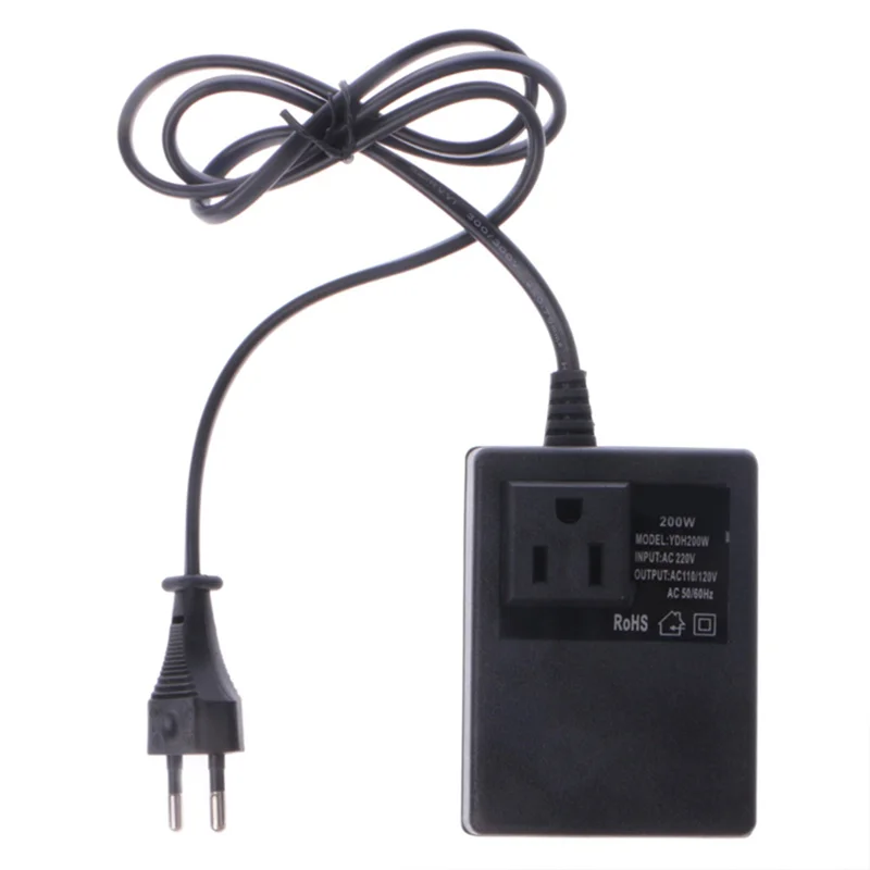 Power Transformer 200W AC 220V to 110V Reduce Transformer Convert Travel Power EU Plug Adapter 34