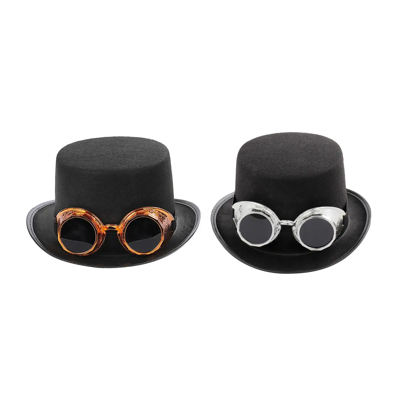 Cosplay Hat Goth Steampunk Top Hat with Goggles Cosplay Costume Hat for Men and Women