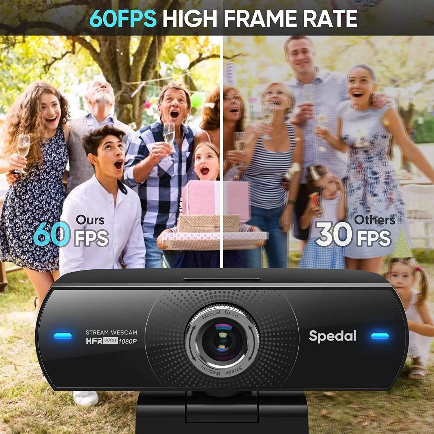 HD 1080P 60fps USB Streaming Webcam with Microphone