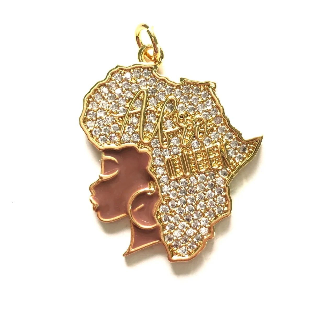 5pcs Africa Map Afro Queen Charms for Women Bracelet Necklace Making Black Girl Pendants Gold-Plated Handcraft Jewelry Accessory