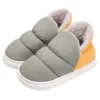 Women Men Slippers Winter Down Cloth Waterproof Indoor Outdoor Warm Plush Shoes Non-slip Thick Sole Soft Comfort Couples Flats 6