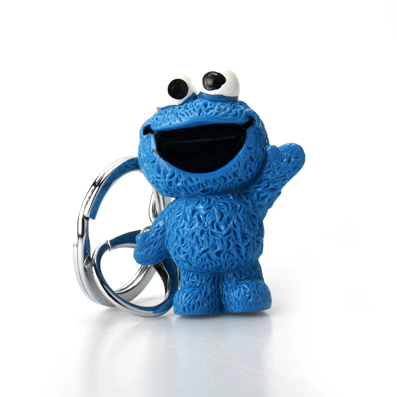 Anime Keychain Cartoon Anime Sesame Street PVC Figure Keychain Cookie Monster Doll Toys Pendant Key Chain For Children Kid Gift