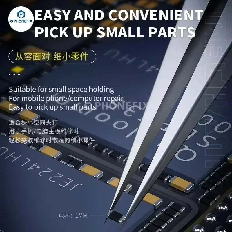 MECHANIC KA-11 Industrial Tweezers Stainless Steel Micrometer Tip Non-magnetic Precision Jump Wire Tweezers Phone Repair Tools