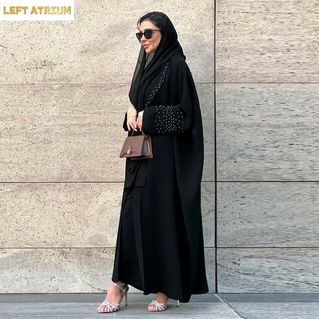 109217-a0dc76.jpg Abaya Kimono Ouvert Noir Dubaï 2025 avec Diamants, Robe Caftan Islamique pour Femme Musulmane, Caftan Marocain, Robe Femme Musulmane, Jalabiya, Kebaya