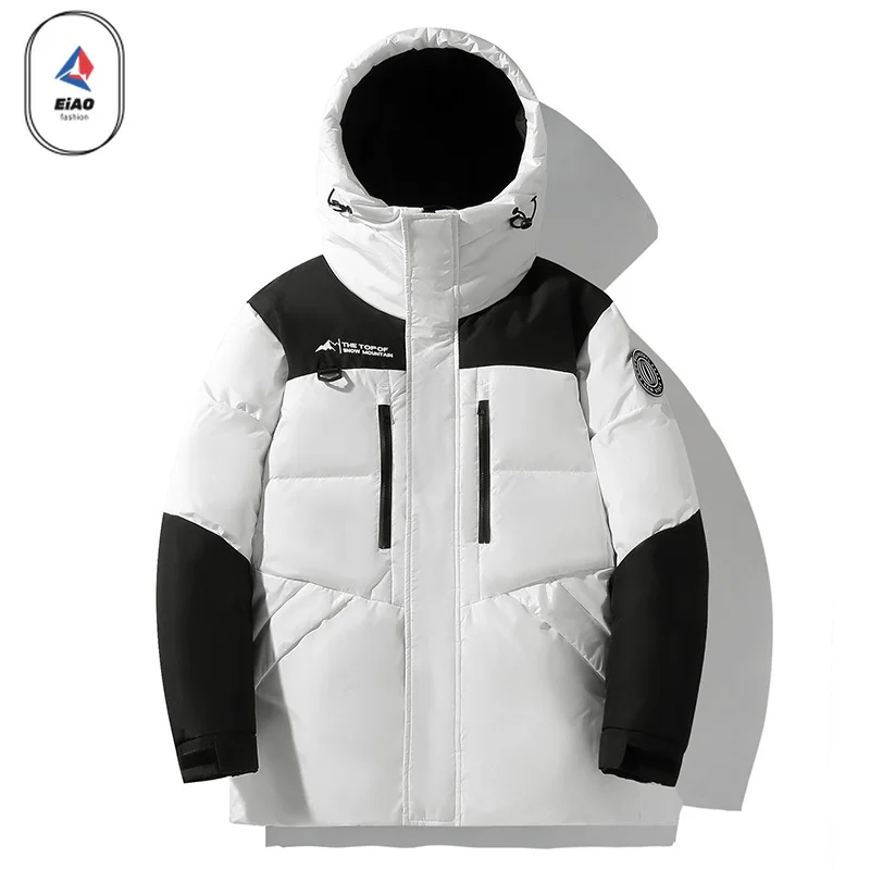 EIAO 2026 Winter Down Jacket Men Women Fashion Designer Splicing Camo White Duck Down Jacket Camping Ski Cold-proof Puffer Coats