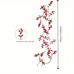 Artificial Cranberry Vine Garland for Festive Decor - 190cm, Christmas & Celebration Ready (1pc)