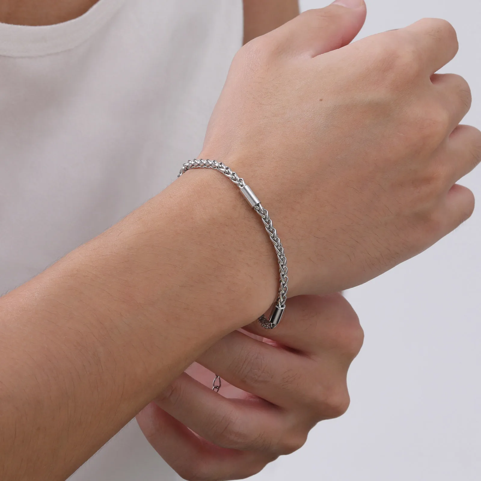 Thin Stainless Steel Chian Bracelets for Men Boys,Simple Chain Link Wristband,Hip Hop Minimalist Jewelry Gifts for Him