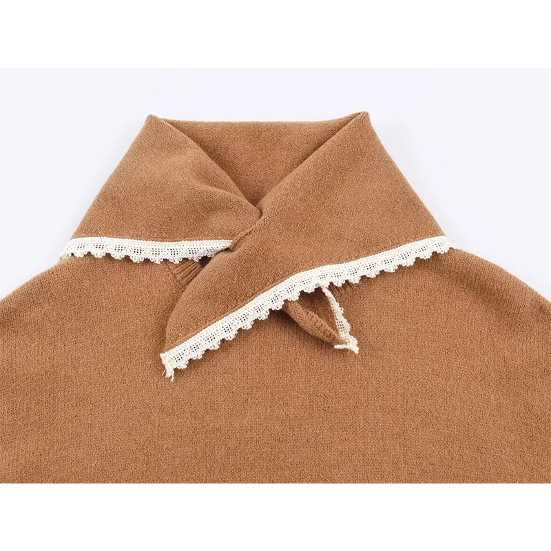 Women's Elegant Knitted Sweater Women Fashion Long Sleeve Scarf Collar Sweater Pullover 2025 New Casual Loose Knitwear Tops ﻿