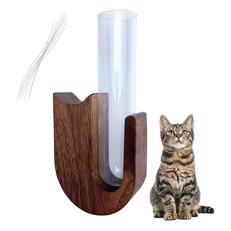 Cat Whisker Holder | Cat Whisker Vase | Transparent Glass Cat Whisker Collector | Pet Whisker Vase Fridge Magnet | Cat Whiskers Collection Cat Whiskers Keepsake for Home Decor