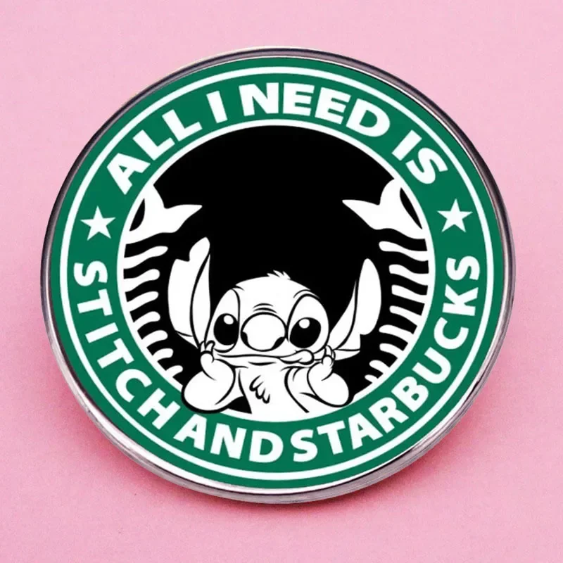 

Disney Cartoon Character Stitch Bust Bracelet Coffee Enthusiasts Pin Metal Alloy Emblem Accessories Birthday Gifts for Kids
