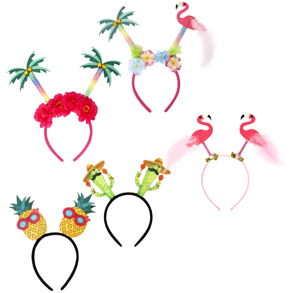 

Hawaiian Party Head Boppers Palm Tree Pineapple Flamingo Cactus Flower Headband Tropical Headpiece Costume Hair