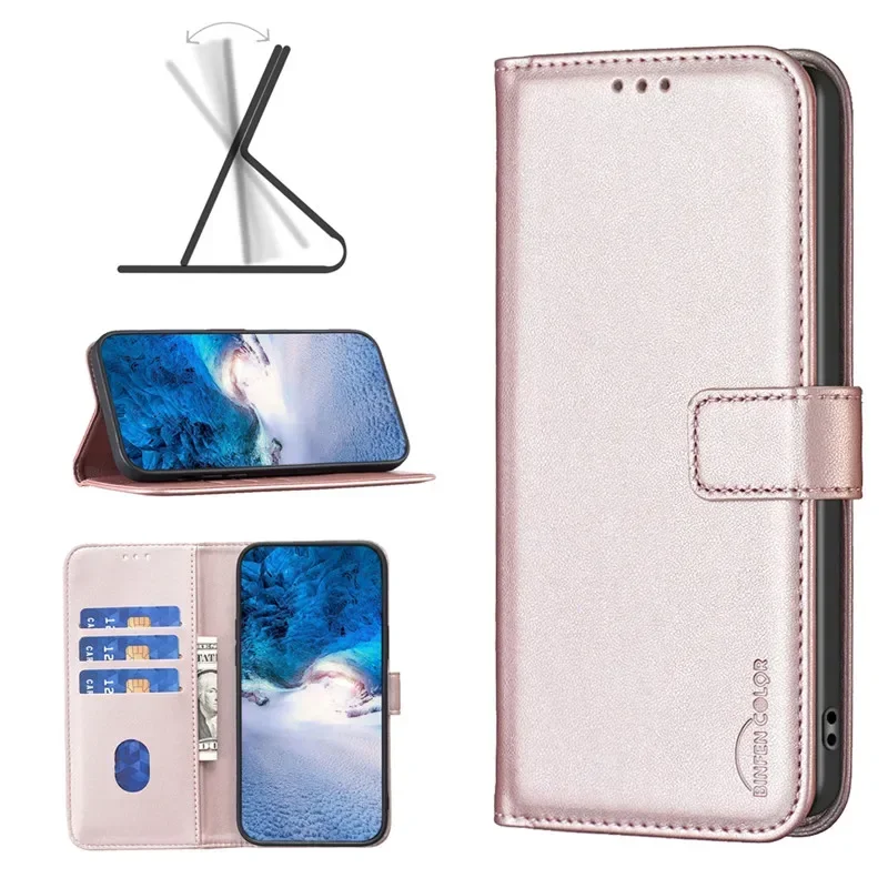 Leather Flip Wallet Phone Case with Magnetic Card Slots and Cover