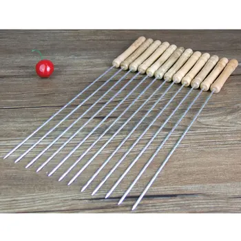 Set di clip per barbecue per barbecue Spiedini 30 cm Acciaio inossidabile + legno Utensile per aghi Perni resistenti alla ruggine Accessori per barbecue all'aperto 1