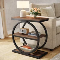 Tribesigns 3-Tier End Table with Storage Shelves, Wooden Industrial Sofa Side Table with Black Metal Frames for Living Room 1