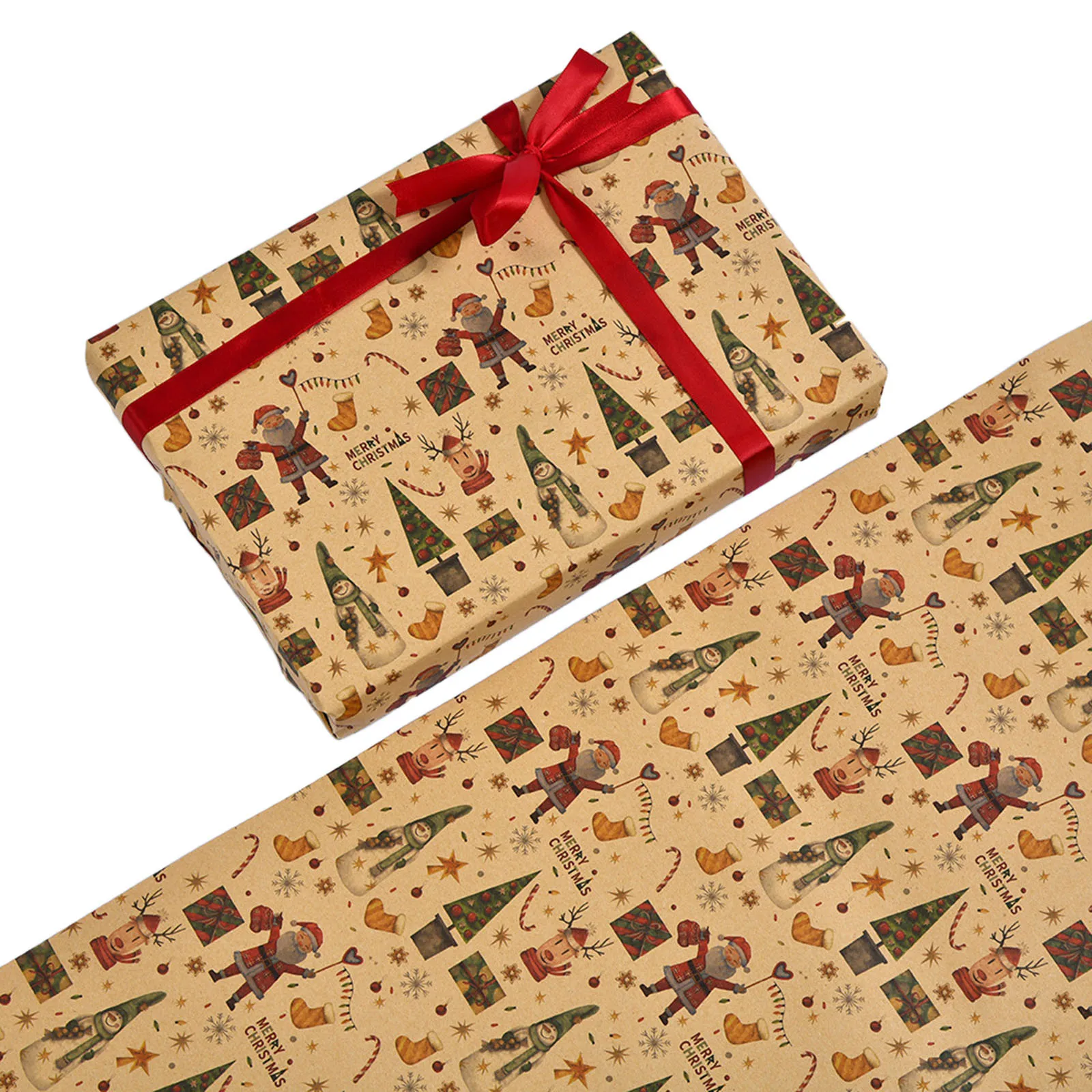 Merry Christmas on Black Gift Wrapping Paper Rolls, 1pc 