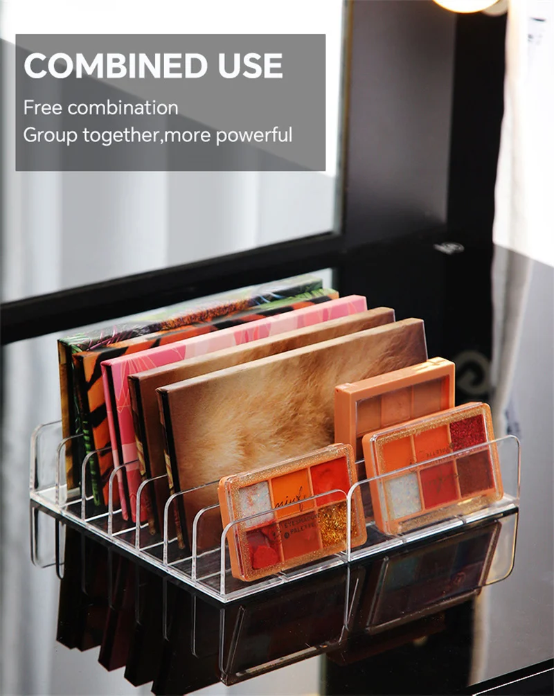 Kosmetik-Organizer aus Acryl, 7 Fächer, transparente Schreibtisch-Aufbewahrungsbox, Schublade, Trennwand, Schlitz, Gehäuse, Rack für Kosmetikhalter – Detail 7