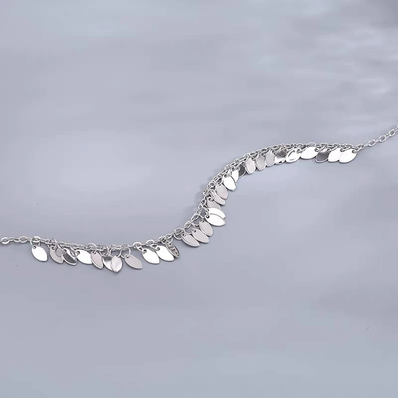 925 Sterling Silver Leaf Tassel Pendants Anklets Bohemian Women Jewelry Gift Summer Beach Foot Chain Bracelet anklet bracelets silver anklets ankle chain