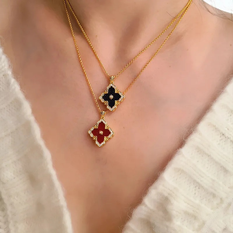 【STONEHENgE】Silver Material 2-way Clover Necklace SC24C17T Sterling Silver Multi Bezel Set Birthstone Necklace - 2
