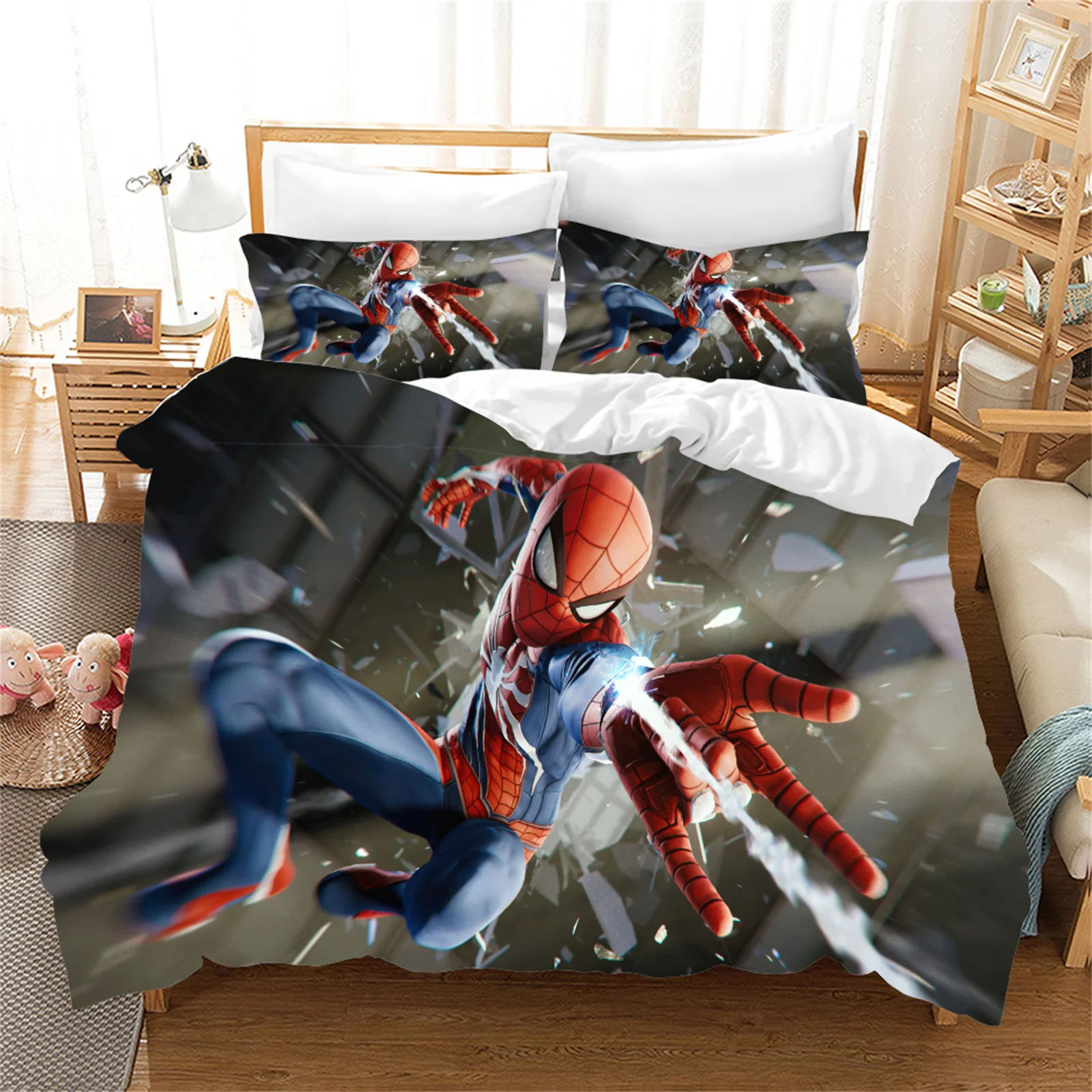 Housse de couette Spiderman 220×240, parure de lit, 2 personnes, double – Image 13