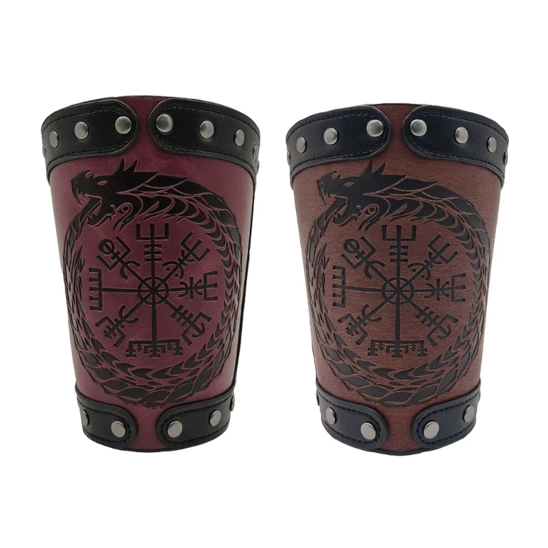 

Embossed Norse Symbol Faux Leather Arm Armors Vintage Renaissances Arm Guards Viking Arm Bracer Cosplay Costume Prop
