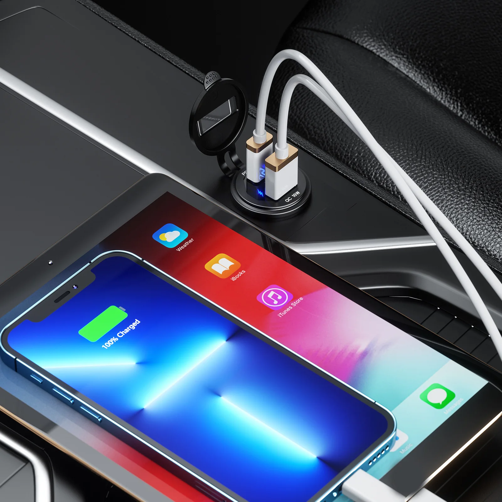 Chargeur Voiture Rapide VASTFIRE 36W - Prise Secteur Étanche PD+QC3.0 Dual USB 12V/24V