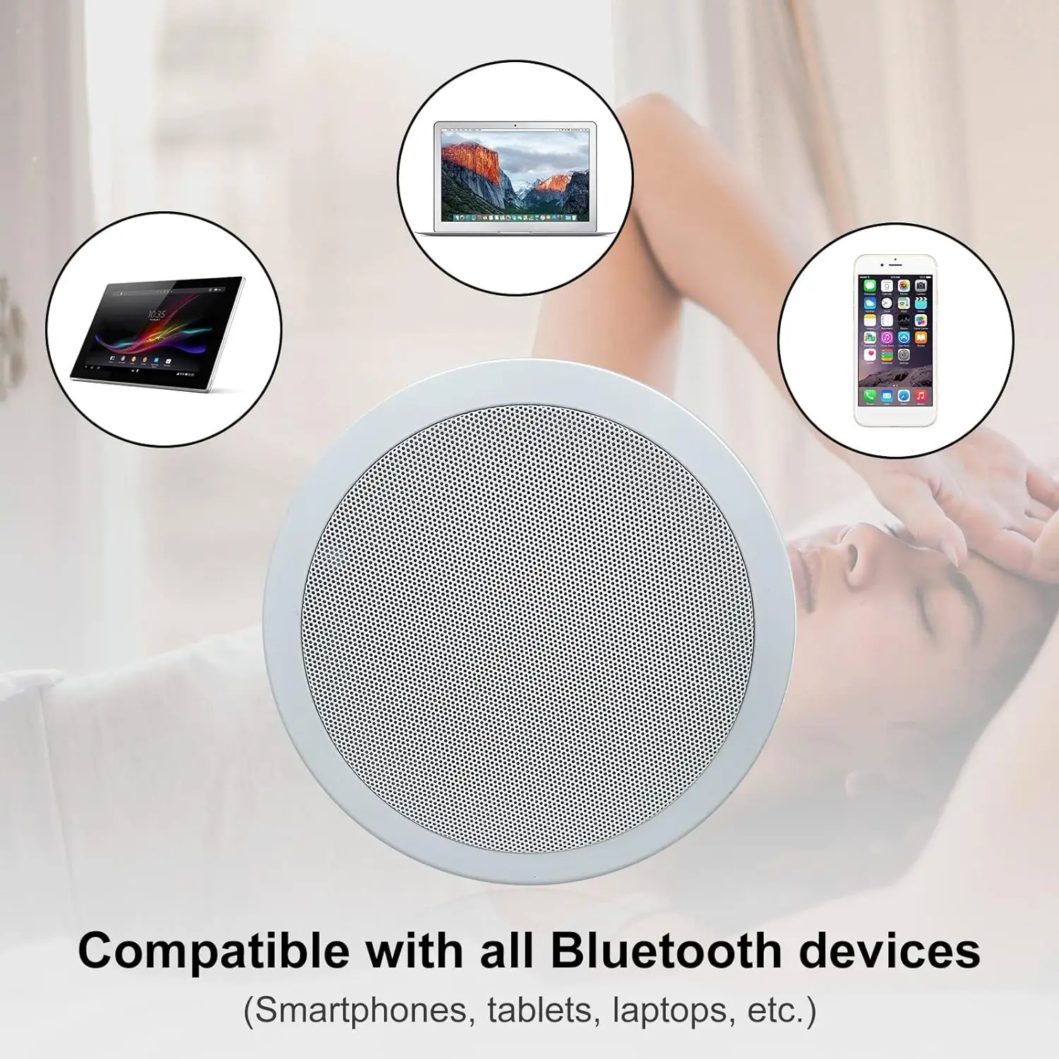 Herdio 6.5&lsquo;&rsquo; Bluetooth Ceiling Speakers 320W 2-Way Flush Mount In Wall Speakers For Home Kitchen With Full Range Superior Sound