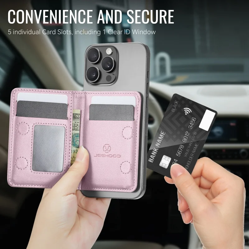 Luxury MagSafe Magnetic Leather Zipper Wallet Card Phone Case with Flip Holder Cover
