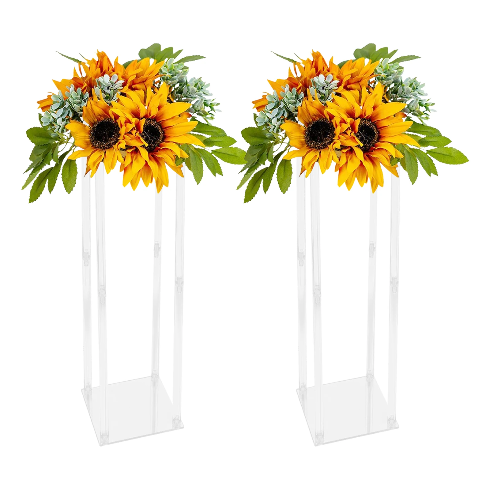 Clear Wedding Geometric Flower Vase Column Stand for Wedding Party Table Centerpiece